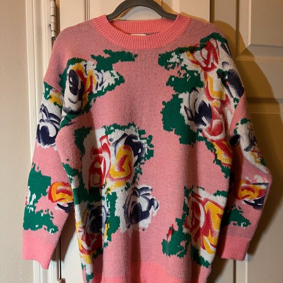 Women's Peony Pastels Pink Floral Sweater - Small - Picture 1 of 2